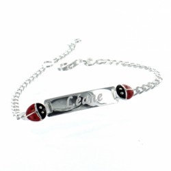 Bracelet  Argent Bébé Coccinelle gravé 2