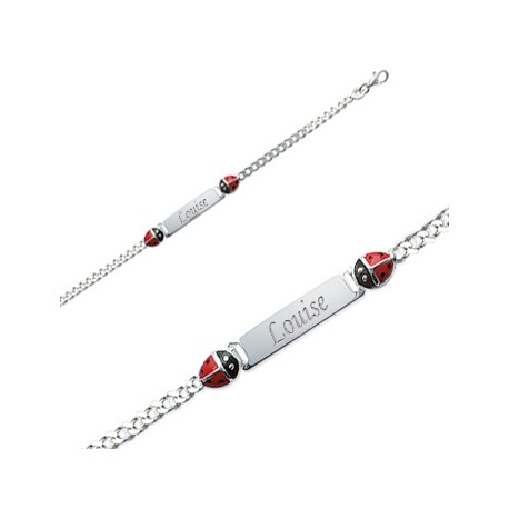 Bracelet  Argent Bébé Coccinelle gravé