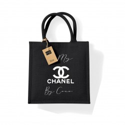 Sac toile de jute noir personnalisé By 2