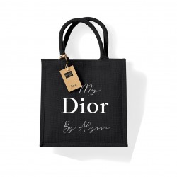 Sac toile de jute noir personnalisé By