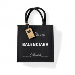 Sac toile de jute noir personnalisé By