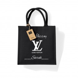 Sac toile de jute noir personnalisé By 2