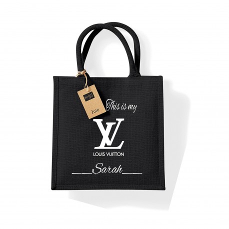 Sac toile de jute noir personnalisé By
