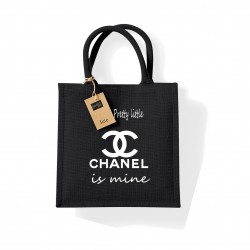 Sac toile de jute noir Pretty little bag