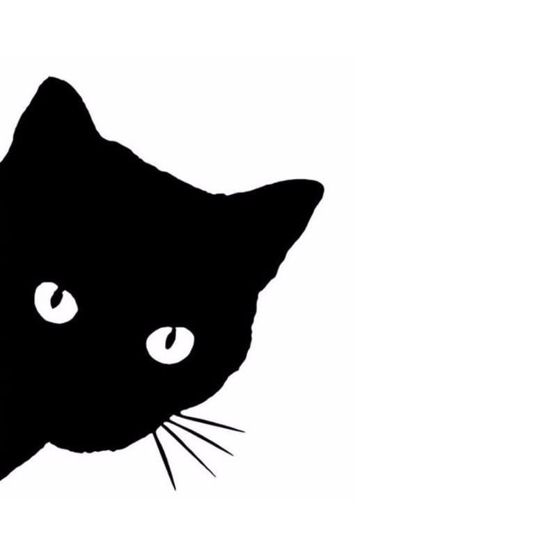 Sticker Tête de Chat Noir - Autocollant Tête de Chat Noir