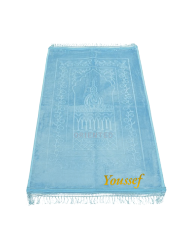 Tapis prière personnalisé bleu gris