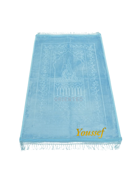 Tapis prière personnalisé bleu gris