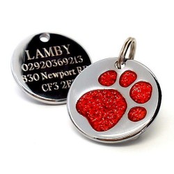 Médaille Chien Ronde Glitter Ronde Bleu 2