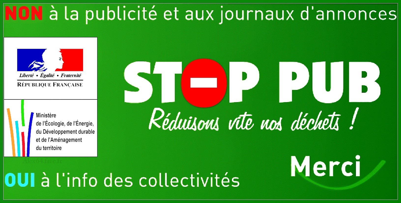 PLAQUE AUTOCOLLANTE /"STOP PUB/"
