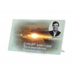 Plaque Funéraire Coucher de soleil et bateau