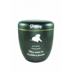 Urne Funéraire chien grise avec or