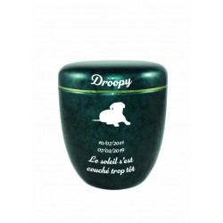 Urne Funéraire chien bleu marbrée