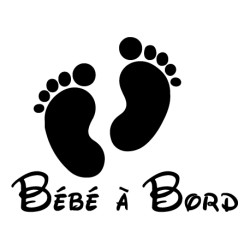 Sticker bébé à bord petits pieds Noir ou Blanc