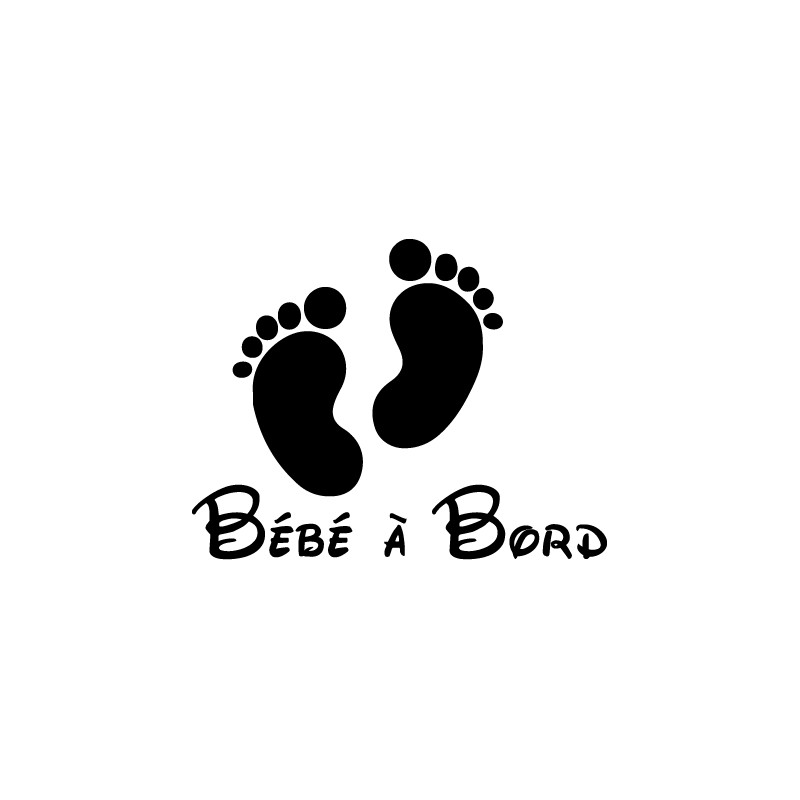 Sticker bébé à bord petits pieds Noir ou Blanc
