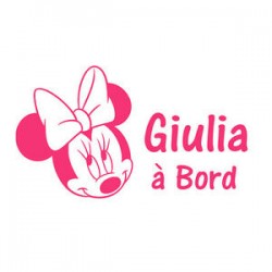 Sticker bb à bord Minnie avec prenom