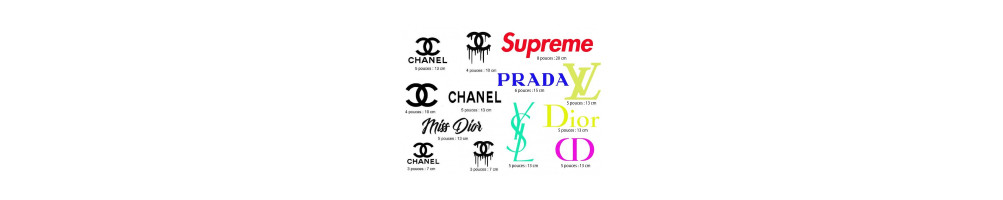 sticker marque luxe et haute couture comme chanel, hermès, Prada Louis Vuitton etc...